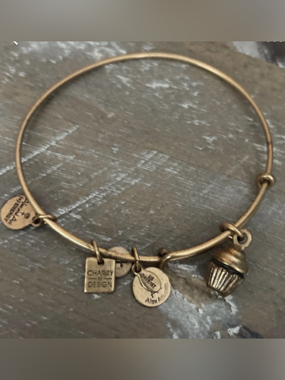 Alex and Ani Gold-Tone Cupcake Charm Bangle Bracelet